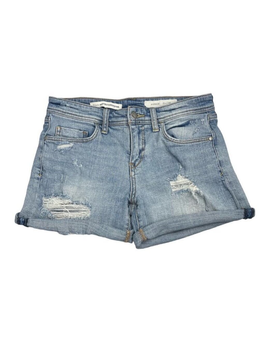 ANTHROPOLOGIE Pilcro and the Letterpress Hyphen Size 25 Mid Length Jean Shorts - Picture 2 of 6